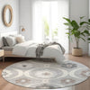 Piper Looms Mayfield Medallions AMF858 Gray Machine Washable Area Rug Round Lifestyle Image Feature