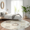 Piper Looms Mayfield Medallions AMF858 Ivory Machine Washable Area Rug Round Lifestyle Image Feature