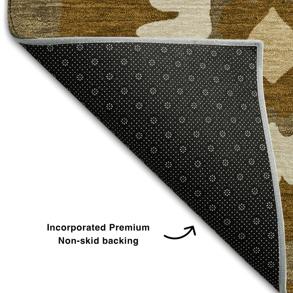 Piper Looms Mayfield Medallions AMF858 Mocha Machine Washable Area Rug Backing Image