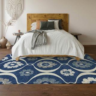 Piper Looms Mayfield Medallions AMF858 Navy Machine Washable Area Rug Lifestyle Image Feature