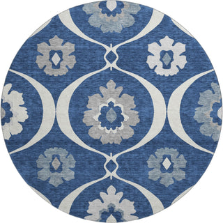 Piper Looms Mayfield Medallions AMF858 Navy Machine Washable Area Rug Round Main Image