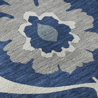 Piper Looms Mayfield Medallions AMF858 Navy Machine Washable Area Rug Swatch Image