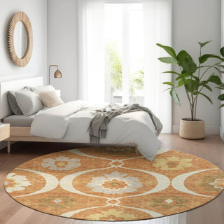 Piper Looms Mayfield Medallions AMF858 Paprika Machine Washable Area Rug Round Lifestyle Image Feature