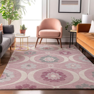 Piper Looms Mayfield Medallions AMF858 Pink Machine Washable Area Rug Lifestyle Image Feature