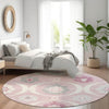 Piper Looms Mayfield Medallions AMF858 Pink Machine Washable Area Rug Round Lifestyle Image Feature