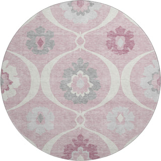 Piper Looms Mayfield Medallions AMF858 Pink Machine Washable Area Rug Round Main Image
