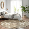 Piper Looms Mayfield Medallions AMF858 Taupe Machine Washable Area Rug Round Lifestyle Image Feature