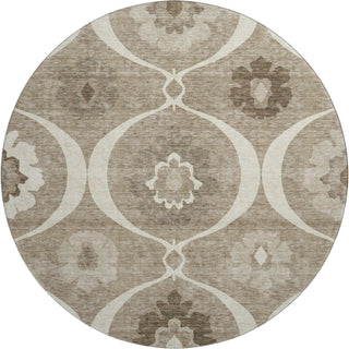 Piper Looms Mayfield Medallions AMF858 Taupe Machine Washable Area Rug Round Main Image