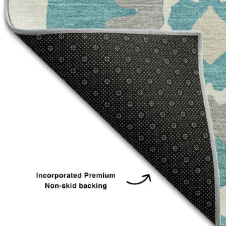Piper Looms Mayfield Medallions AMF858 Teal Machine Washable Area Rug Backing Image