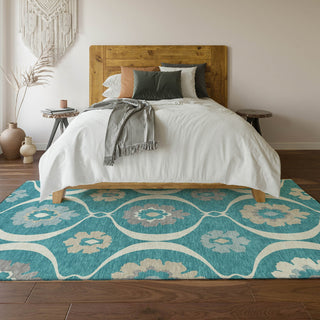 Piper Looms Mayfield Medallions AMF858 Teal Machine Washable Area Rug Lifestyle Image Feature