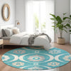 Piper Looms Mayfield Medallions AMF858 Teal Machine Washable Area Rug Round Lifestyle Image Feature