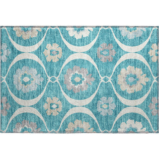 Piper Looms Mayfield Medallions AMF858 Teal Machine Washable Area Rug Scatter Main Image