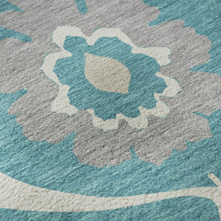 Piper Looms Mayfield Medallions AMF858 Teal Machine Washable Area Rug Swatch Image