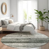 Piper Looms Mayfield Stripes AMF859 Black Machine Washable Area Rug Round Lifestyle Image Feature