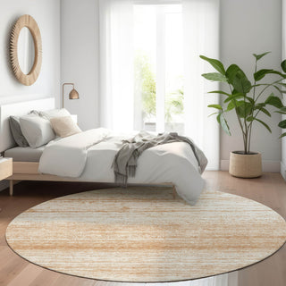 Piper Looms Mayfield Stripes AMF859 Copper Machine Washable Area Rug Round Lifestyle Image Feature