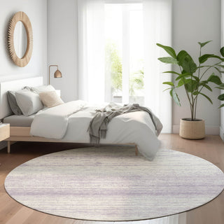 Piper Looms Mayfield Stripes AMF859 Lavender Machine Washable Area Rug Round Lifestyle Image Feature