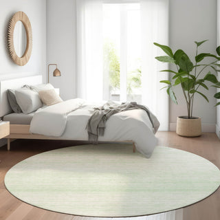 Piper Looms Mayfield Stripes AMF859 Mint Machine Washable Area Rug Round Lifestyle Image Feature