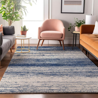 Piper Looms Mayfield Stripes AMF859 Navy Machine Washable Area Rug Lifestyle Image Feature