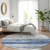 Piper Looms Mayfield Stripes AMF859 Navy Machine Washable Area Rug Round Lifestyle Image Feature