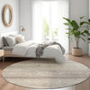 Piper Looms Mayfield Stripes AMF859 Taupe Machine Washable Area Rug Round Lifestyle Image Feature