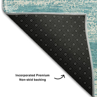 Piper Looms Mayfield Stripes AMF859 Teal Machine Washable Area Rug Backing Image