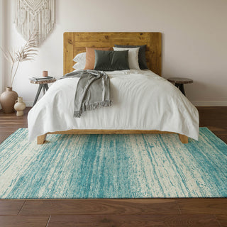 Piper Looms Mayfield Stripes AMF859 Teal Machine Washable Area Rug Lifestyle Image Feature