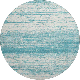 Piper Looms Mayfield Stripes AMF859 Teal Machine Washable Area Rug Round Main Image