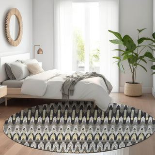 Piper Looms Mayfield Southwest AMF860 Charcoal Machine Washable Area Rug Round Lifestyle Image Feature