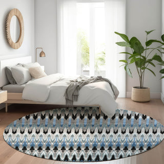 Piper Looms Mayfield Southwest AMF860 Gray Machine Washable Area Rug Round Lifestyle Image Feature