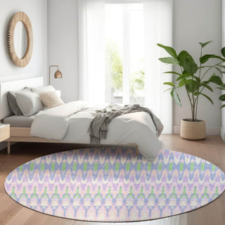 Piper Looms Mayfield Southwest AMF860 Lavender Machine Washable Area Rug Round Lifestyle Image Feature