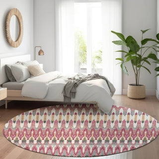 Piper Looms Mayfield Southwest AMF860 Mauve Machine Washable Area Rug Round Lifestyle Image Feature