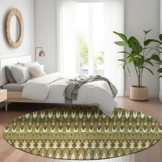 Piper Looms Mayfield Southwest AMF860 Olive Machine Washable Area Rug Round Lifestyle Image Feature
