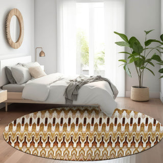 Piper Looms Mayfield Southwest AMF860 Terracotta Machine Washable Area Rug Round Lifestyle Image Feature