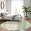 Piper Looms Mayfield Stripes AMF861 Aloe Machine Washable Area Rug Round Lifestyle Image Feature
