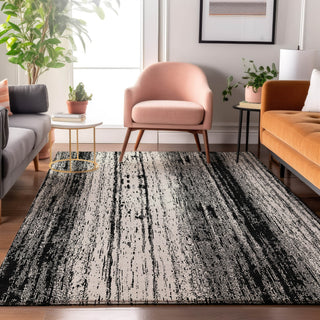Piper Looms Mayfield Stripes AMF861 Black Machine Washable Area Rug Lifestyle Image Feature