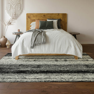 Piper Looms Mayfield Stripes AMF861 Black Machine Washable Area Rug Lifestyle Image Feature