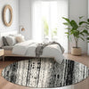 Piper Looms Mayfield Stripes AMF861 Black Machine Washable Area Rug Round Lifestyle Image Feature