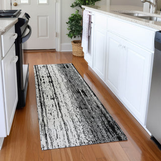 Piper Looms Mayfield Stripes AMF861 Black Machine Washable Area Rug Runner Lifestyle Image Feature
