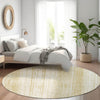 Piper Looms Mayfield Stripes AMF861 Gold Machine Washable Area Rug Round Lifestyle Image Feature