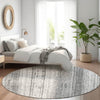 Piper Looms Mayfield Stripes AMF861 Gray Machine Washable Area Rug Round Lifestyle Image Feature