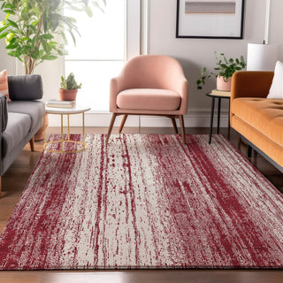 Piper Looms Mayfield Stripes AMF861 Merlot Machine Washable Area Rug Lifestyle Image Feature