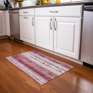 Piper Looms Mayfield Stripes AMF861 Merlot Machine Washable Area Rug Scatter Lifestyle Image Feature