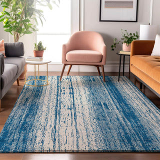 Piper Looms Mayfield Stripes AMF861 Navy Machine Washable Area Rug Lifestyle Image Feature