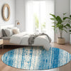 Piper Looms Mayfield Stripes AMF861 Navy Machine Washable Area Rug Round Lifestyle Image Feature