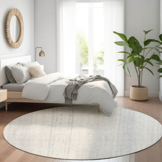 Piper Looms Mayfield Stripes AMF861 Silver Machine Washable Area Rug Round Lifestyle Image Feature