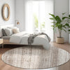 Piper Looms Mayfield Stripes AMF861 Taupe Machine Washable Area Rug Round Lifestyle Image Feature