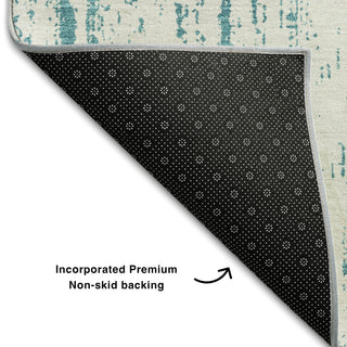 Piper Looms Mayfield Stripes AMF861 Teal Machine Washable Area Rug Backing Image