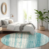 Piper Looms Mayfield Stripes AMF861 Teal Machine Washable Area Rug Round Lifestyle Image Feature