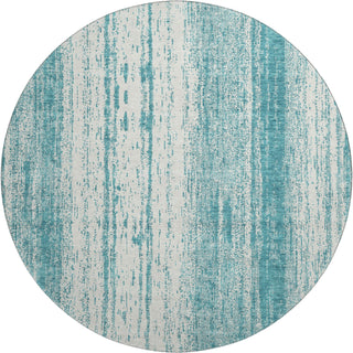 Piper Looms Mayfield Stripes AMF861 Teal Machine Washable Area Rug Round Main Image