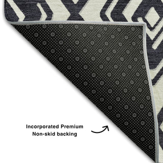 Piper Looms Mayfield Diamonds AMF862 Black Machine Washable Area Rug Backing Image